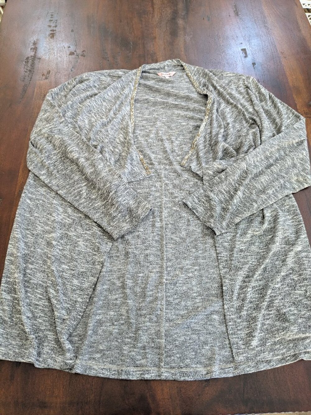 Juicy Couture Gray Rhinestone Embellished Open Front Cardigan - Size XL